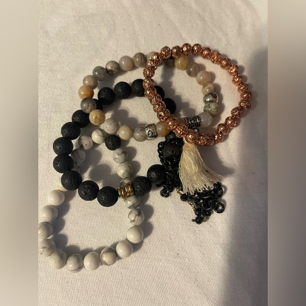 James + Jean Bracelet Set - Black, White, Gold, Copper size 6.5